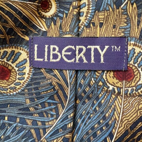 Liberty of London Hera print peacock silk necktie 3.75 inches wide - Picture 4 of 4